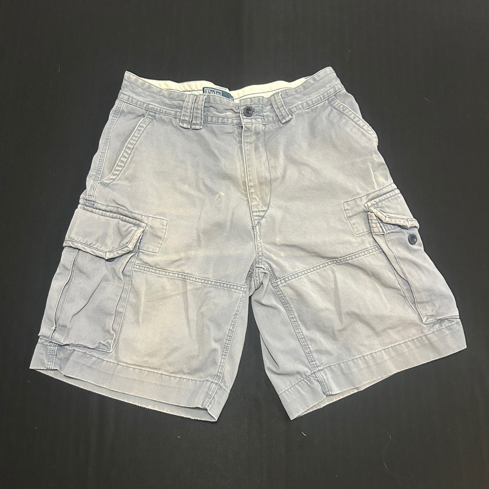 Polo Ralph Lauren Mens Blue Cargo Shorts Classic Polo Chino Size 33 Y2K